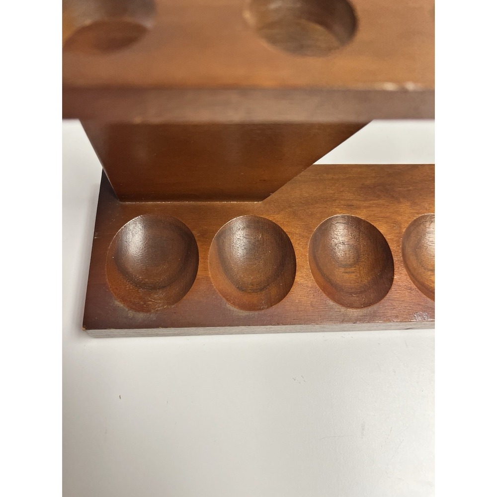 Fairfax Vintage Walnut Wood 6 Pipe Display Stand Holder Angled Unique USA - Picture 4 of 12